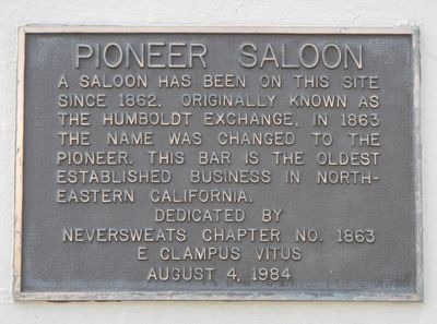 Pioneer Saloon Marker. Click for full size. Pioneer Saloon Marker image. Click for full size.