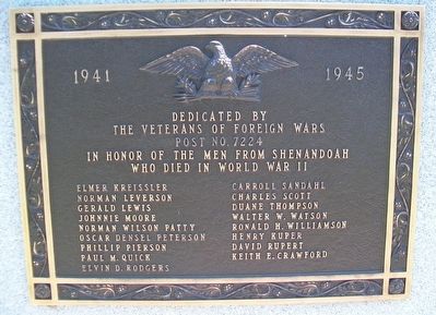 World War II Memorial Marker. Click for full size. World War II Memorial Marker image. Click for full size.