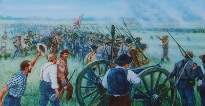Pickett's Charge Marker- Gil Cohen painting image. Click for full size.