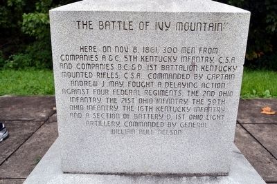 The Battle of Ivy Mountain Marker Inscription. Click for full size. The Battle of Ivy Mountain Marker Inscription image. Click for full size.