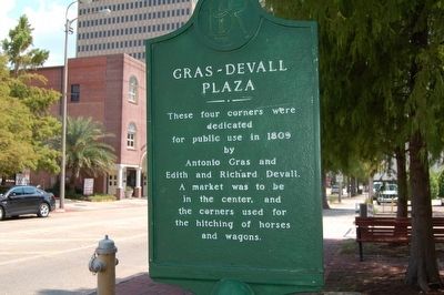 Gras-Devall Plaza Marker image. Click for full size.