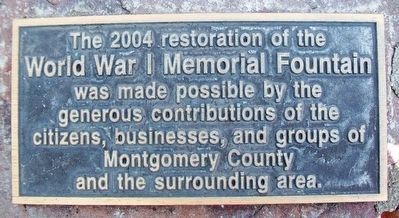 World War Memorial Fountain Restoration Marker image. Click for full size.