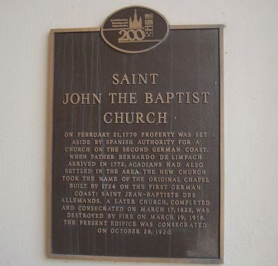 Saint John The Baptist Church Marker. Click for full size. Saint John The Baptist Church Marker image. Click for full size.