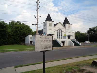 Isaac Hayes Marker with Gospel Temple Baptist Church in the background. image. Click for full size.
