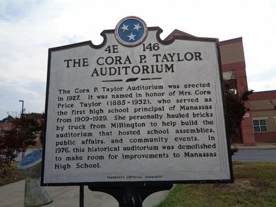 Manassas High School/The Cora P. Taylor Auditorium Marker image. Click for full size.