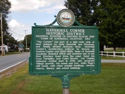 Haverhill Corner Historic District Marker. Click for full size. Haverhill Corner Historic District Marker image. Click for full size.