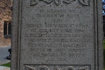 The Bute Memorial - Inscription on the Cross image. Click for full size.