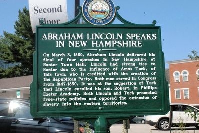 Abraham Lincoln Speaks in New Hampshire Marker. Click for full size. Abraham Lincoln Speaks in New Hampshire Marker image. Click for full size.