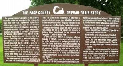 The Page County Orphan Train Story Marker image. Click for full size.