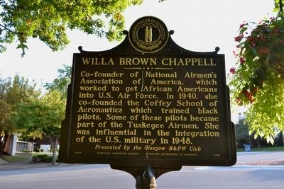 Willa Brown Chappell Marker. Click for full size. Willa Brown Chappell Marker image. Click for full size.