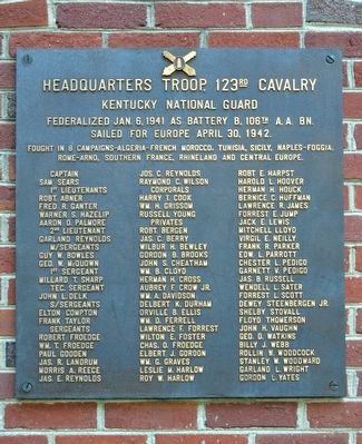 Headquarters Troop, 123rd Cavalry Marker. Click for full size. Headquarters Troop, 123rd Cavalry Marker image. Click for full size.