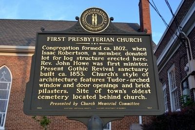First Presbyterian Church Marker. Click for full size. First Presbyterian Church Marker image. Click for full size.