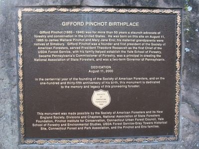 Gifford Pinchot Birthplace Marker image. Click for full size.