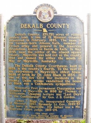 DeKalb County Marker (Side A) image. Click for full size.