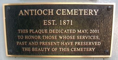 Antioch Cemetery Marker. Click for full size. Antioch Cemetery Marker image. Click for full size.