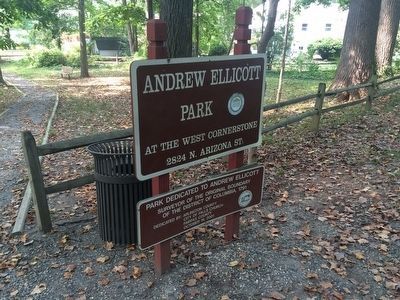 Andrew Ellicott Park is home to this boundary stone.. Click for full size. Andrew Ellicott Park is home to this boundary stone. image. Click for full size.