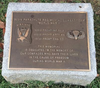 503rd Parachute Regimental Combat Team Marker. Click for full size. 503rd Parachute Regimental Combat Team Marker image. Click for full size.