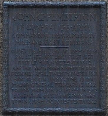 John C Pemberton Marker. Click for full size. John C Pemberton Marker image. Click for full size.