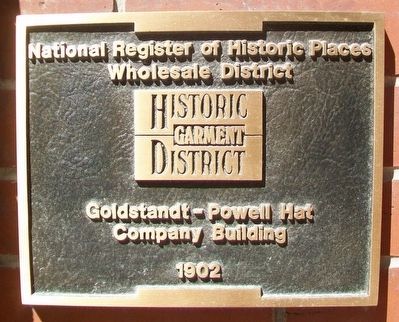 Goldstandt-Powell Hat Company Building NRHP Marker image. Click for full size.