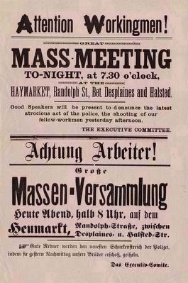 Haymarket Square Mass Meeting Flier image. Click for full size.