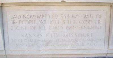 Kansas City Municipal Auditorium Cornerstone image. Click for full size.