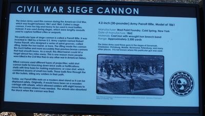 Civil War Siege Cannon Marker. Click for full size. Civil War Siege Cannon Marker image. Click for full size.