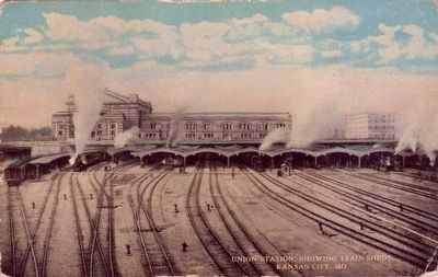 <i>Union Station, Showing Train Sheds Kansas City, Mo.</i>. Click for full size. <i>Union Station, Showing Train Sheds Kansas City, Mo.</i> image. Click for full size.