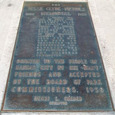 The Jesse Clyde Nichols Memorial Fountain Marker image. Click for full size.