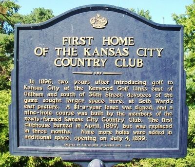 First Home of the Kansas City Country Club Marker. Click for full size. First Home of the Kansas City Country Club Marker image. Click for full size.