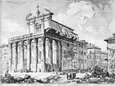 <i>Veduta del Tempio di Antonino e Faustina in Campo Vaccino</i>. Click for full size. <i>Veduta del Tempio di Antonino e Faustina in Campo Vaccino</i> image. Click for full size.