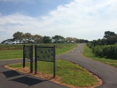 Markers at their new location near the Barrier Island visitor center. Click for full size. Markers at their new location near the Barrier Island visitor center image. Click for full size.