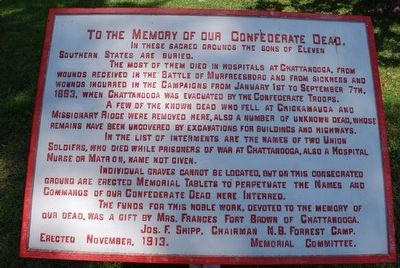 To the Memory of Our Confederate Dead Marker image. Click for full size.