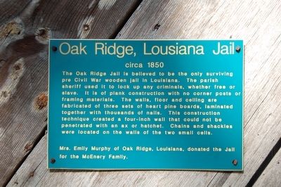 Oak Ridge, Louisiana Jail Marker image. Click for full size.