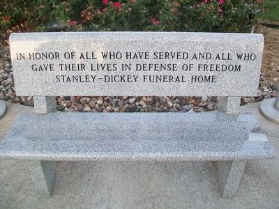 War Memorial Bench. Click for full size. War Memorial Bench image. Click for full size.