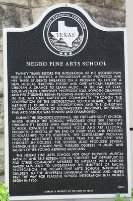 Negro Fine Arts School Texas Historical Marker. Click for full size. Negro Fine Arts School Texas Historical Marker image. Click for full size.