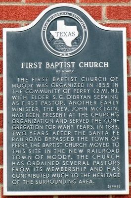 First Baptist Church of Moody Texas Historical Marker image. Click for full size.