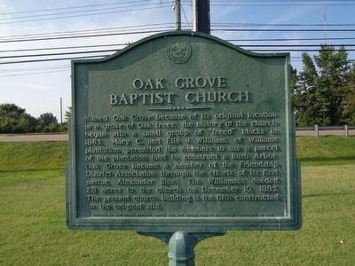 Oak Grove Baptist Church Marker. Click for full size. Oak Grove Baptist Church Marker image. Click for full size.