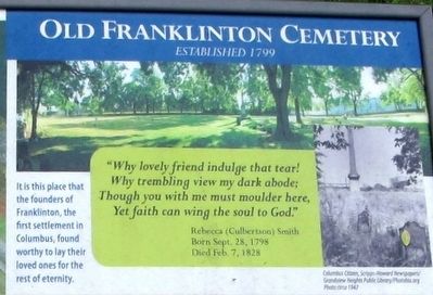 Old Franklinton Cemetery Archaeology Marker. Click for full size. Old Franklinton Cemetery Archaeology Marker image. Click for full size.