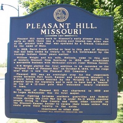 Pleasant Hill, Missouri Marker (Side A) image. Click for full size.