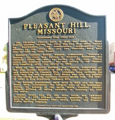 Pleasant Hill, Missouri Marker (Side B) image. Click for full size.