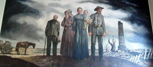 "Back Home, April 1865" Pleasant Hill, Missouri, Post Office Mural image. Click for full size.