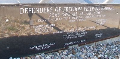 Defenders of Freedom Veterans Memorial Marker. Click for full size. Defenders of Freedom Veterans Memorial Marker image. Click for full size.