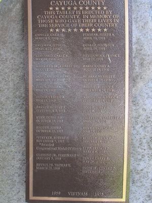 Cayuga County Vietnam Memorial Plaque image. Click for full size.