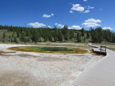 Marker in the Upper Geyser Basin. Click for full size. Marker in the Upper Geyser Basin image. Click for full size.