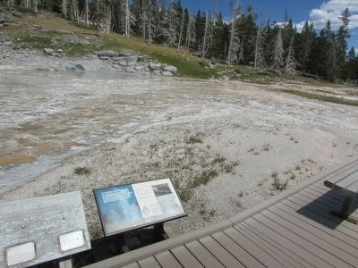 Marker in the Upper Geyser Basin. Click for full size. Marker in the Upper Geyser Basin image. Click for full size.