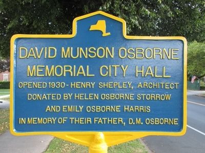 David Munson Osborne Memorial City Hall Marker. Click for full size. David Munson Osborne Memorial City Hall Marker image. Click for full size.