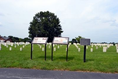 Mill Springs National Cemetery (L) and<br>A National Cemetery System (R) Markers. Click for full size. Mill Springs National Cemetery (L) and<br>A National Cemetery System (R) Markers image. Click for full size.