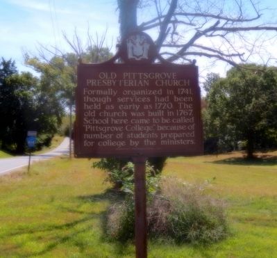 Old Pittsgrove Presbyterian Church Marker. Click for full size. Old Pittsgrove Presbyterian Church Marker image. Click for full size.