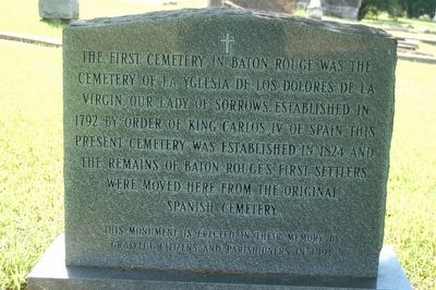 The First Cemetery In Baton Rouge Marker. Click for full size. The First Cemetery In Baton Rouge Marker image. Click for full size.