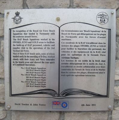 Royal Air Force Beach Squadrons Memorial Marker image. Click for full size.